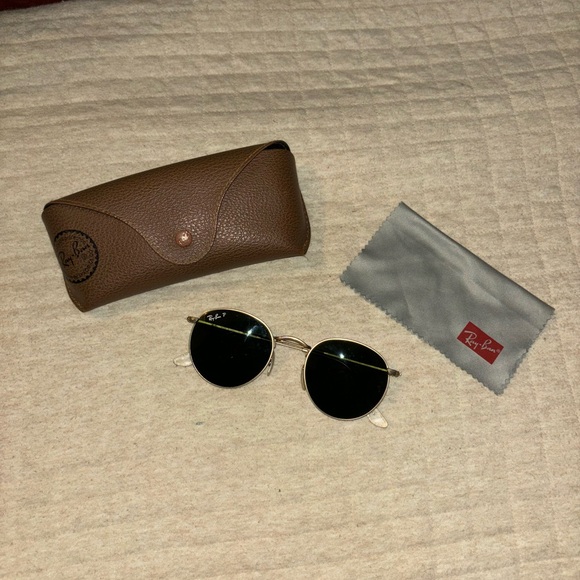 Ray-Ban Accessories - Women’s Gold Ray-bans Sunglasses with Case and Microfiber Cloth